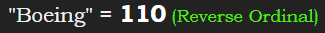 "Boeing" = 110 (Reverse Ordinal)