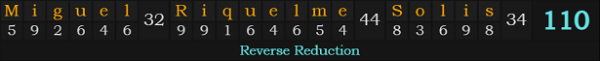 "Miguel Riquelme Solis" = 110 (Reverse Reduction)