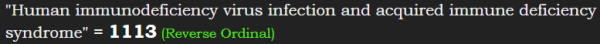 "Human immunodeficiency virus infection and acquired immune deficiency syndrome" = 1113 (Reverse Ordinal)