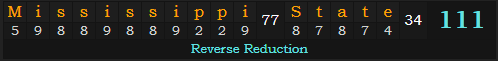 "Mississippi State" = 111 (Reverse Reduction)