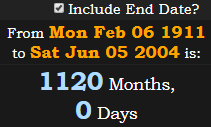 1120 Months, 0 Days