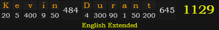 "Kevin Durant" = 1129 (English Extended)