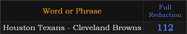 Houston Texans - Cleveland Browns = 112 Reduction