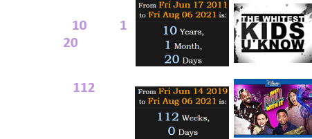 Moore died 10 years, 1 month, 20 days after the final episode of The Whitest Kids U Know and exactly 112 weeks after the series premiere of Just Roll With It: