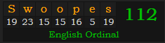 "Swoopes" = 112 (English Ordinal)