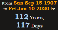 112 Years, 117 Days