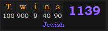 "Twins" = 1139 (Jewish)