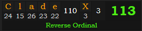 "Clade X" = 113 (Reverse Ordinal)