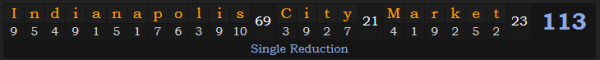 "Indianapolis City Market" = 113 (Single Reduction)