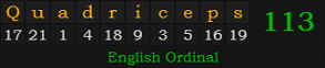 "Quadriceps" = 113 (English Ordinal)