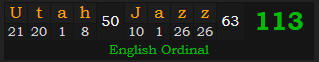 "Utah Jazz" = 113 (English Ordinal)