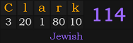 "Clark" = 114 (Jewish)