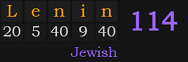 "Lenin" = 114 (Jewish)