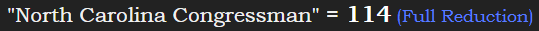 "North Carolina Congressman" = 114 (Full Reduction)