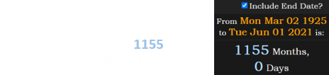 One day after the Delta variant of Covid was named was exactly 1155 months after Delta Airlines was founded:
