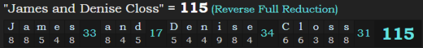 "James and Denise Closs" = 115 (Reverse Full Reduction)