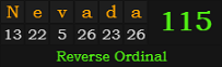 "Nevada" = 115 (Reverse Ordinal)