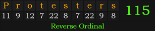 "Protesters" = 115 (Reverse Ordinal)