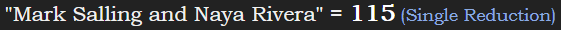 "Mark Salling and Naya Rivera" = 115 (Single Reduction)