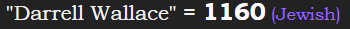 "Darrell Wallace" = 1160 (Jewish)