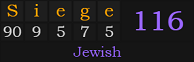 "Siege" = 116 (Jewish)