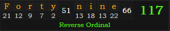 "Forty-nine" = 117 (Reverse Ordinal)