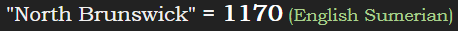 "North Brunswick" = 1170 (English Sumerian)