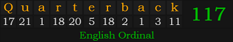 "Quarterback" = 117 (English Ordinal)