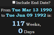 117 Weeks, 0 Days