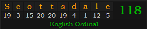 "Scottsdale" = 118 (English Ordinal)