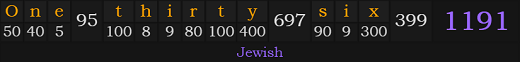 "One thirty-six" = 1191 (Jewish)
