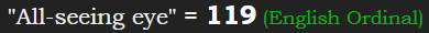 "All-seeing eye" = 119 (English Ordinal)