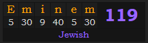 "Eminem" = 119 (Jewish)