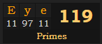 "Eye" = 119 (Primes)