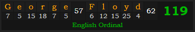 "George Floyd" = 119 (English Ordinal)