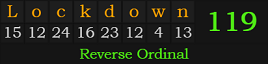 "Lockdown" = 119 (Reverse Ordinal)