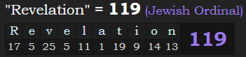 "Revelation" = 119 (Jewish Ordinal)