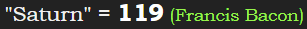 "Saturn" = 119 (Francis Bacon)