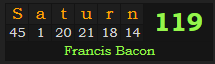 "Saturn" = 119 (Francis Bacon)