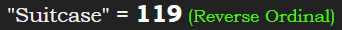 "Suitcase" = 119 (Reverse Ordinal)