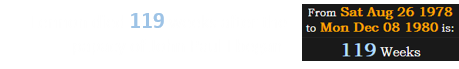 Lennon died 119 weeks after the papacy of John Paul I began: