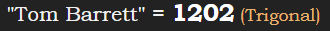 "Tom Barrett" = 1202 (Trigonal)