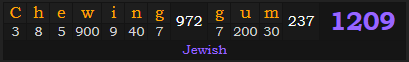 "Chewing gum" = 1209 (Jewish)