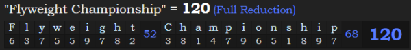 "Flyweight Championship" = 120 (Full Reduction)