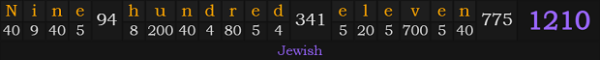 "Nine hundred eleven" = 1210 (Jewish)