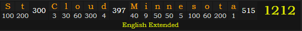 "St Cloud, Minnesota" = 1212 (English Extended)