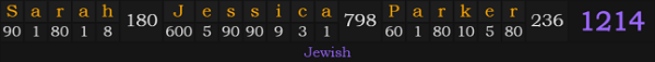 "Sarah Jessica Parker" = 1214 (Jewish)