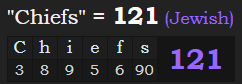 "Chiefs" = 121 (Jewish)