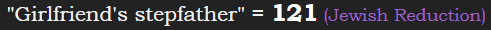 "Girlfriend's stepfather" = 121 (Jewish Reduction)