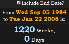 1220 Weeks, 0 Days